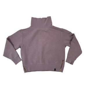 Varley Ribbed Turtleneck Sweatshirt Cropped Zipper Side Women's Medium Mauve